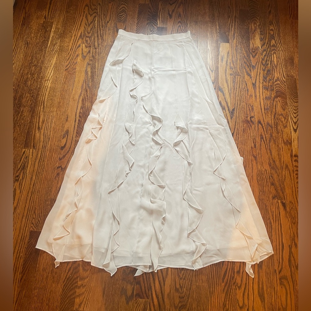 MaxMara Cream Maxi A-line Ruffled Skirt